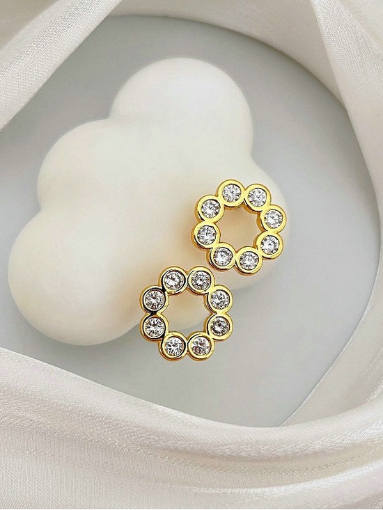 Kate Spade Gold Crystal Flower Hoop Stud Earrings